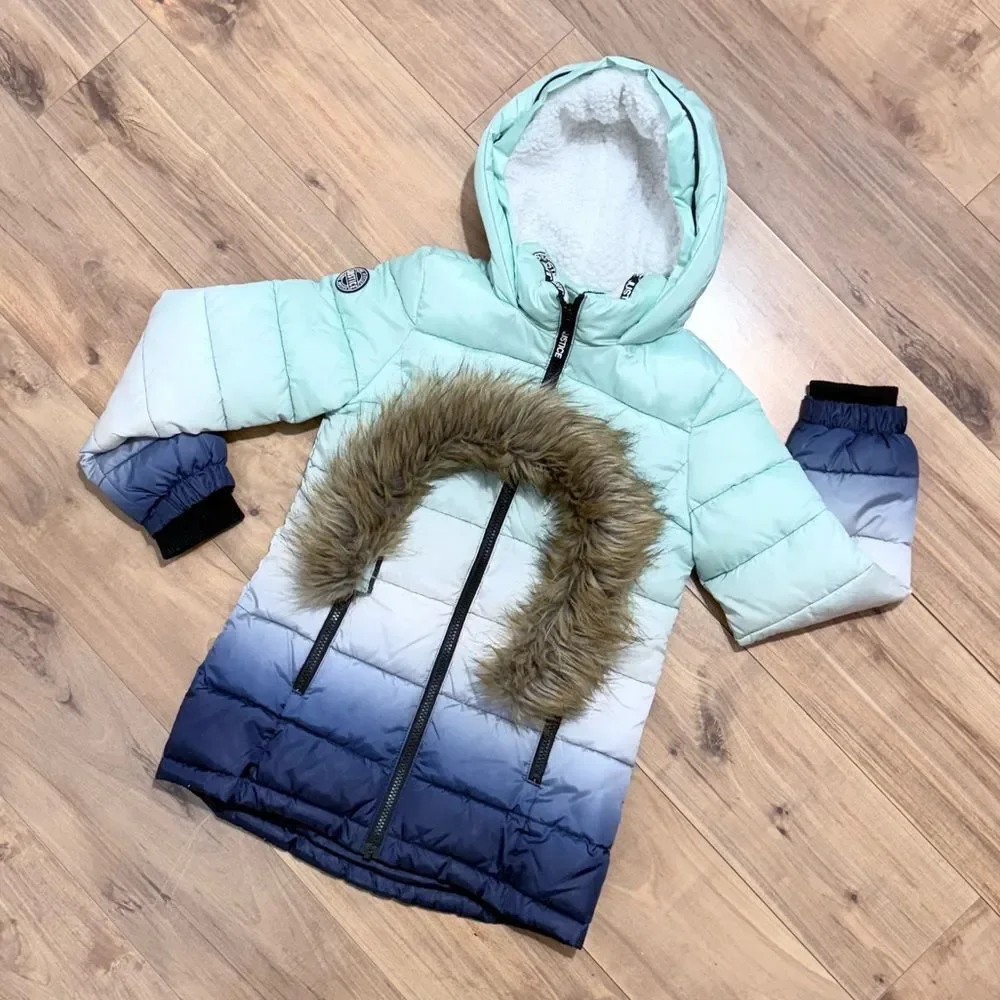 JUSTICE girls winter puffer coat with removable fur lining size 8